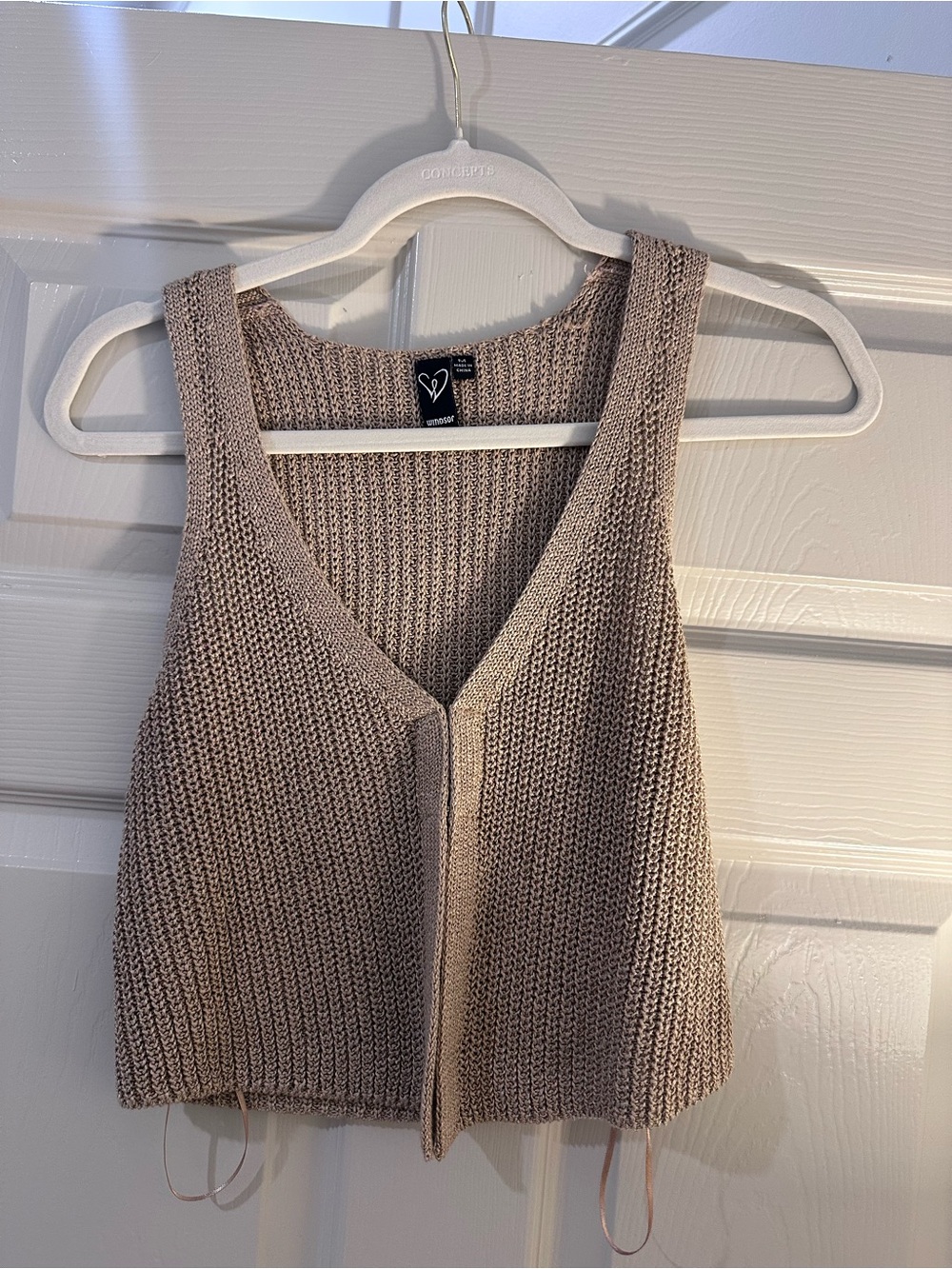 Windsor Beige Woven V-Neck Knit Tank